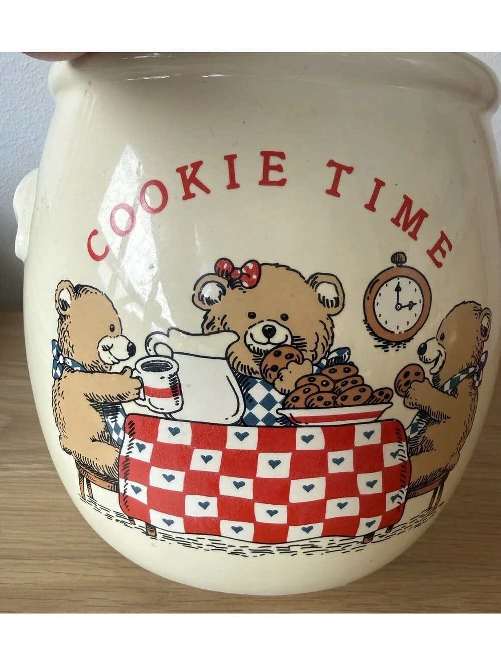 Rare Vintage 1984 Treasure Craft Pottery Cookie Time Large Cookie Jar 10